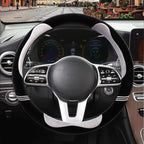 Furry Cute Soft Steering Wheel Cover 15 inch Black with Gray | Fluffy Short Plush Car Accessories, Non-Slip Cold-Proof Sweat-Proof Colorfast, Universal 14.5 inch to 15 inch