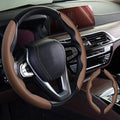 2pcs Car Steering Wheel Cover,Anti-Skid Carbon Fiber Steering Wheel Protector for Men Women,Multiple Color Options,Universal for Most Car Interiors Accessories (Brown)