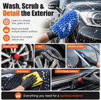 18-Piece Car Detailing Kit – Complete Car Interior Detailing Kit and Exterior Cleaning Set with Detail Brushes, Wire Brushes, Waxing Mop, and Microfiber Accessories for Vehicles