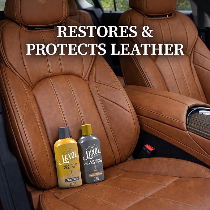 Leather Cleaner and Conditioner Kit by for Furniture Car Interiors Shoes Handbags, leather cleaner and conditioner two-step system with 2 sponges, 8 oz each