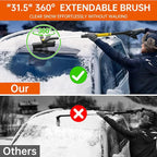 34" Extendable Ice Scraper and Snow Brush for Car Windshield, 360° Rotating (R001)