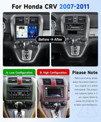 8Core 4G+64G Radio for Honda CRV 2007-2011, Qual-comm Snapdragon Chip, Wireless Carplay Android auto, 9 inch IPS Touchscreen Radio for CRV, Bluetooth GPS 5GWIFI Backup Camera FM RDS SWC