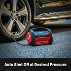 Tire Inflator Portable Air Compressor, 12V DC 110V AC Car Tire Pump, Air Mattress Pump with Inflation and Deflation Modes, Dual Powerful Motors, Digital Pressure Gauge