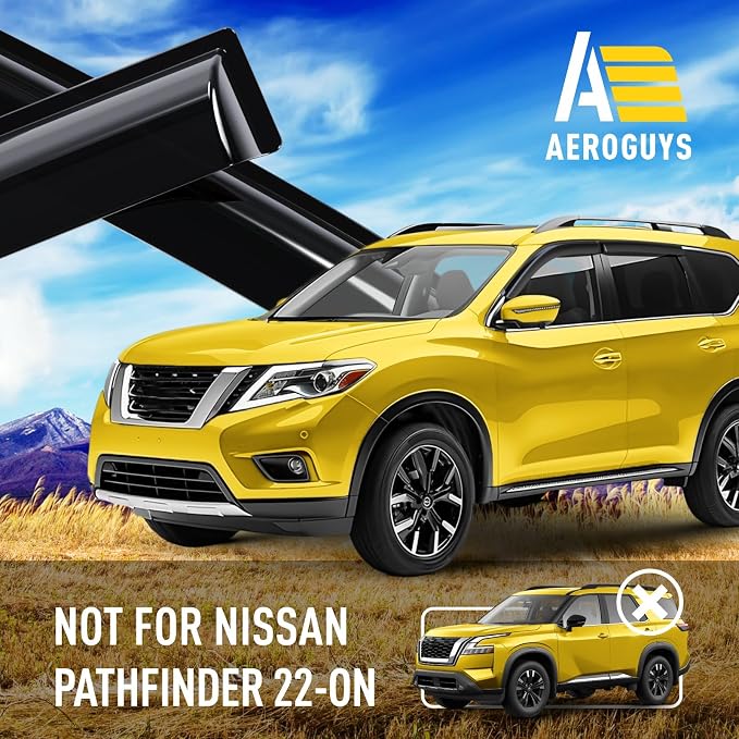Extra Durable Window Deflectors Tape-On Window Visors Rain Guards Fit for Nissan Pathfinder 2013-2020, Sun Visors, Wind Vent for Shades, Exterior Car Accessories - 4pcs. AG0101
