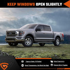 Rain Guards Fit for Ford F-150 SUPERCREW CAB 2015 2016 2017 2018 2019 2020 2021 2022 2023 2024 2025 2026, Tape-on Durable Side Window Sun Wind Deflectors 2015-2026 F150 Rain Guard Black 4 PCS