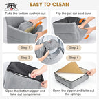 Dog Car Seats for Small Medium Dogs Under 35lbs, Dog Booster Seat with Detachable Washable Cover and Cushion, Memory Foam Pet Car Seat with Safety Belt and Storage Pockets (LG)