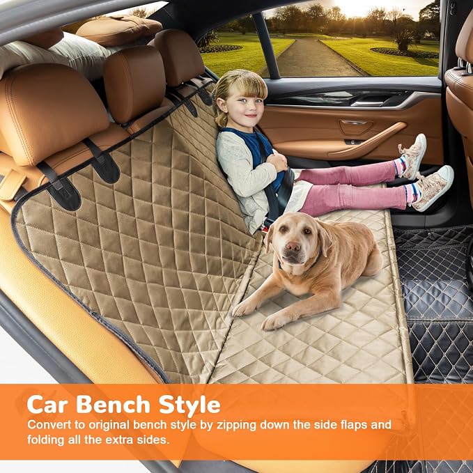 Dog Car Seat Cover for Pets 100% Waterproof Seat Cover Hammock 600D Heavy Duty Scratch Proof Nonslip Durable Soft Back Seat Covers for Cars Trucks and SUVs