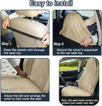 Car Seat Towel Cover, 2 Pack Universal Front Seat Protector for Cars, SUVs and Trucks, Sweat Towel Car Seat Cover for Gym, Yoga, Swimming, Pets and Family Travel, Beige