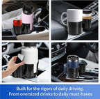 Car Cup Holder Expander W/Offset Adapter, 2-in-1 Cup Holder Extender for Large Bottles up to 4.3", Adjustable Base Fits Stanley, Hydro Flask, Yeti, Universal Car Cup Holder for Most Vehicles