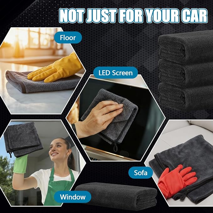 4 Pack Extra Large Car Drying Towels 48" x 24" Microfiber Towels for Car Detailing Ultra Absorbent Cleaning Cloth Without Streaks, Water Spots, Scratches for Trucks, Boat