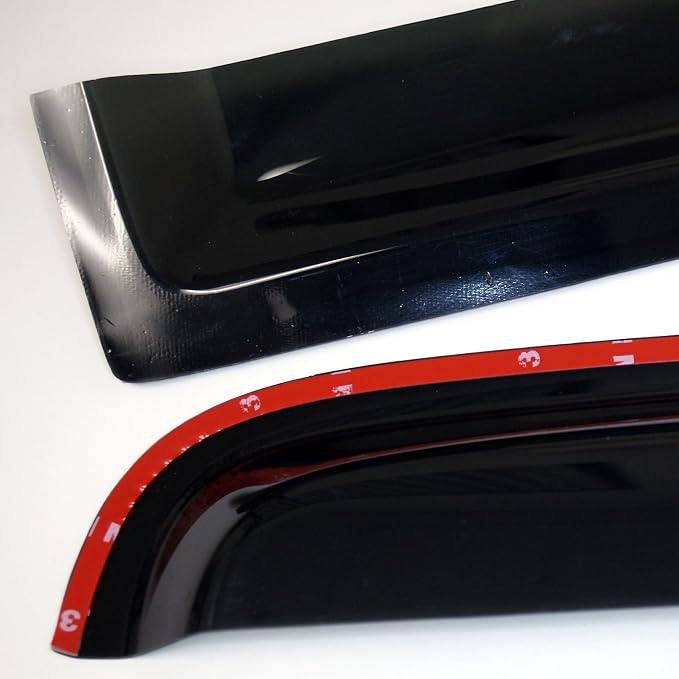 Window Visor Compatible with 2000-2004 Dodge Dakota Quad Cab, DGWV2-114i in-Channel Deflector Rain Guard Dark Smoke, 4 Pcs Set