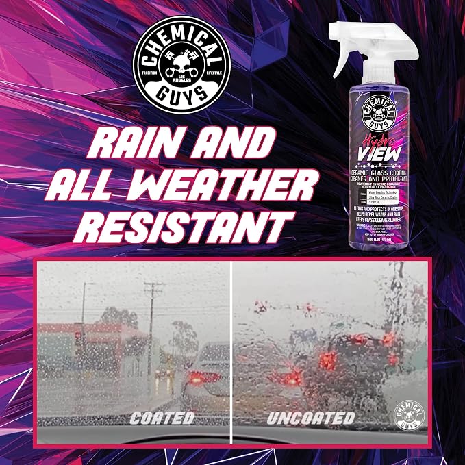 HydroView Ceramic Glass Cleaner & Coating - Cleans & Adds Hydrophobic Protection, Car Window Cleaner for Glass, and Mirrors, Trucks, SUVs, and Home Use - 16 fl oz