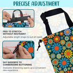 Car Garbage Bag Vintage Groovy 70s Floral Drawstring Car Trash Bag Hanging for Back Seat with Adjustable Buckle Canvas Vehicle Trash Can Easy-to-Install