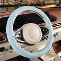 14 inch Steering Wheel Cover for Prius Civic, Nappa Microfiber Leather Non-Slip Breathable Fabric, Warm in Winter and Cool in Summer, Blue Small 13.5 inch to 14 inch