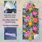 Car Seat Towel Cover – Microfiber Hooded Seat Cover – 30” x 60” Moisture-Wicking Running Seat Protector for Runners – Aloha