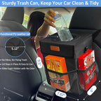 Car Trash Can Bin for Back Seat Leak Proof, Cute Car Trash Bag Hanging, Vehicle Trash Can for SUV Truck Van, Automotive Garbage Cans Front Seat Black