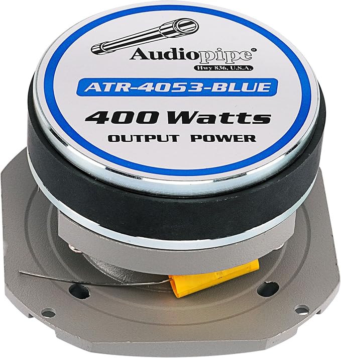 Heavy Duty Super Tweeter (ATR-4053-BLUE), 400 Watts, Die Cast Aluminum Frame, Candy Blue, Diamond Chrome Cutting Fnish, 1.5” Kapton Voice Coil, 4-8 Ohms
