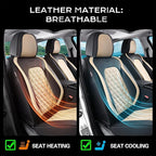 Coverado Car Seat Covers Front Seats, Durable Waterproof Faux Leather Full Set with Rear Protectors, Classic Easy-Clean Interior for Most Vehicles – BlackBeige