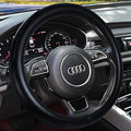 Haokay Heavy Duty Pure Cowhide Steering Wheel Cover, Genuine Leather Steering Cover with 15 Inches Universal Fit