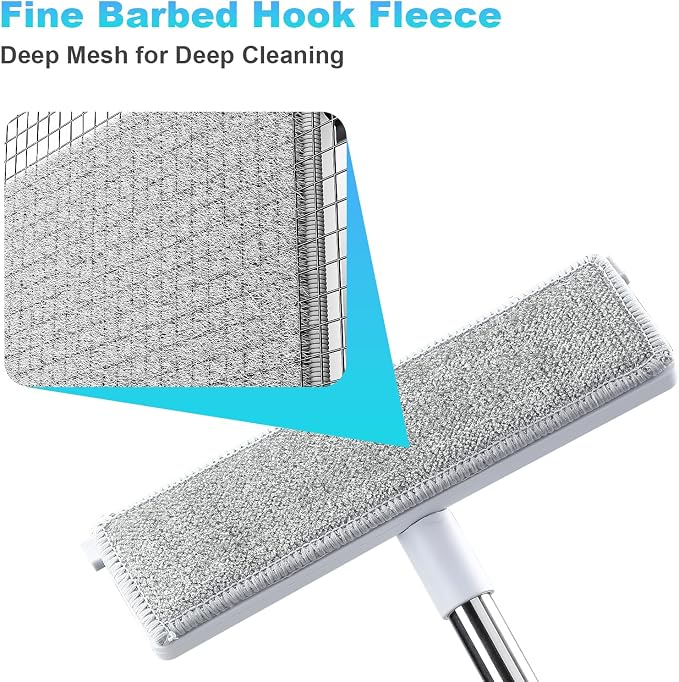 Mesh Screen Cleaner, Glass Wiper, Dust Paper Clip，3 in 1 Wet and Dry Screen Cleaner with Long Handle Wiper for Shower, Glass, Floor, Tile Walls, Car Windshield, White