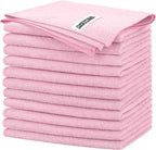 Pink Microfiber Cleaning Cloth -Pack of 12, Highly Absorbent Cleaning Rags, 16"X12" All Purpose Cleaning Towels for Housekeeping, Kitchen, Car, Lint Free and Reusable Microfiber Towels