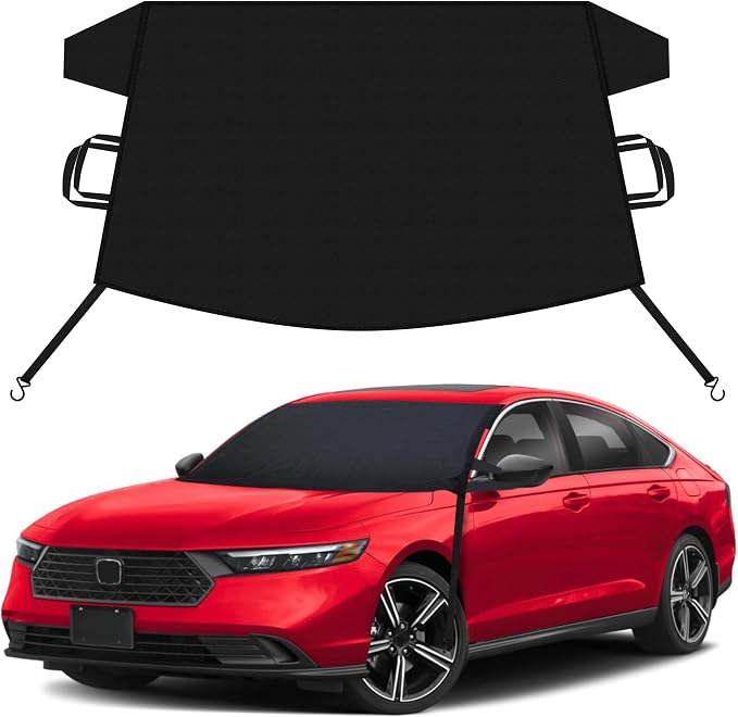 Car Snow Cover Compatible for Honda Accord | Windshield Cover for Ice and Snow with S-Hook Straps | Heavy-Duty 600D Oxford Winter Car Cover, Waterproof & Anti-Slip