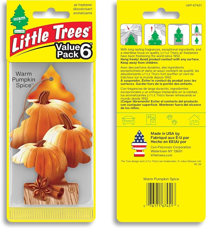 Car Air Freshener | Hanging Tree Provides Long Lasting Scent for Auto and Home | Warm Pumpkin Spice, 24 Air Fresheners