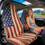 2 Pack American Flag Waterproof Towel Car Seat Covers, Sweatproof Non-Slip Seat Protector, Machine Washable Universal Front Bucket Seat Covers for Cars, SUVs, Gym, Beach, Sports & Pets