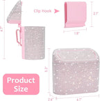 Bling Car Trash Can with Lid, Leakproof Mini Vehicle Trash Bin Automotive Dustbin Organizer Storage, Sparkling Crystal Rhinestone Trash Bag Container with 30pcs Garbage Bags Car Accessories