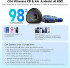 Wireless CarPlay&Android Auto Adapter Magic AI Box with 4G LTE | 8GB+128GB | GPS | Full Android OS | OBD II, Compatible with Wired Factory CarPlay&Android Auto, Support for YouTube/Netflix