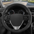 GripDrive Carbon Fiber Steering Wheel Cover, Non-Slip Sporty Racing Faux Leather Ergonomic Comfortable Handle, Steering Wheel Cover for Cars Trucks Vans SUV - Fits Standard 15 Inch - Black