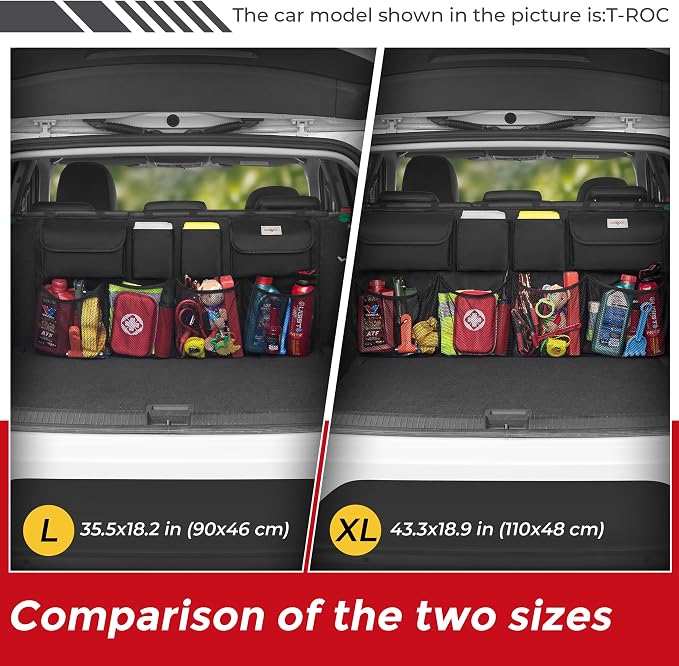 Car Trunk Organizer, LARGE CAPACITY Car Storage Bag with 8 Pockets, 7X Upgraded Trunk Storage Organizer for Car, SUV, Truck, MPV