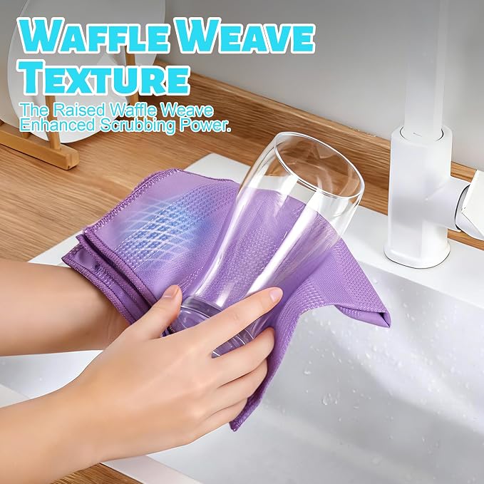 Microfiber Waffle Weave Cleaning Cloth,Highly Absorbent Kitchen Towels,Quick Drying Lint Free Dish Towels for Kitchen,6 Pack, Mixed Color, 15.7×15.7inch