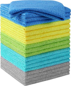 Microfiber Cleaning Cloths, 20 Pack Cleaning Rags - Lint Free & Scratch-Free Microfiber Towels for Cars, House & Kitchen, Absorbent Cleaning Towels, Multi-Color, 11.5 x 11.5 Inch