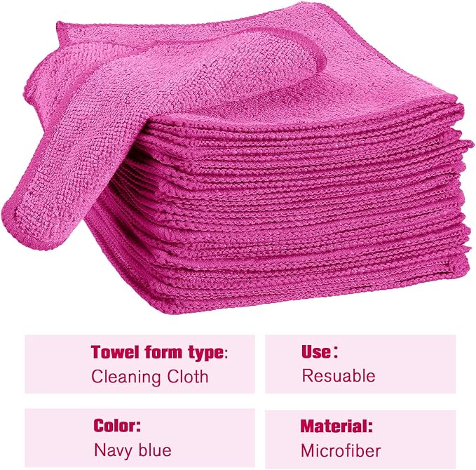 Cleaning Cloth Dry Erase Cloth Cleaning Rags Reasonable Kitchen Towels Microfiber Towels Cars Wash(6 x 6 Inch,Pink,30 Pcs)