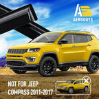 Extra Durable Window Deflectors Tape-On Window Visors Rain Guards Fit for Jeep Compass 2017-2026, Sun Visors, Wind Vent for Shades, Exterior Car Accessories - 6pcs. AG0271