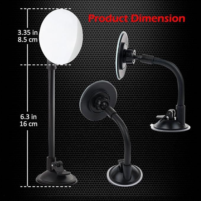 Suction Cup Car Baby Mirror, Adjustabe Long Arm HD Glass Convex Wide Angle Interior Rearview Baby Rear Facing Mirror (Frameless Round, 3.35")