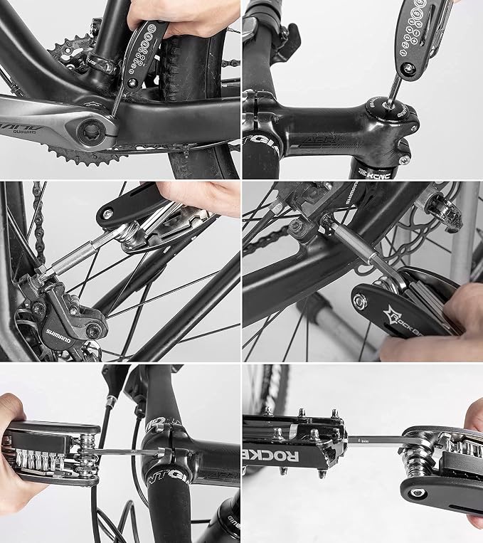 16 In 1 Multi-Function Bike Tool Kit - Allen Wrench, Tire Levers | Portable, Foldable, High Quality Steel,Bike Multitool Cycling Tool Kit