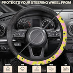 Abstract Sunflower Car Steering Wheel Cover, Non-Slip Absorbing Sweat Car Wheel Cover Accessories for Men Women,Universal 15" Fit Auto SUV Vans Trucks