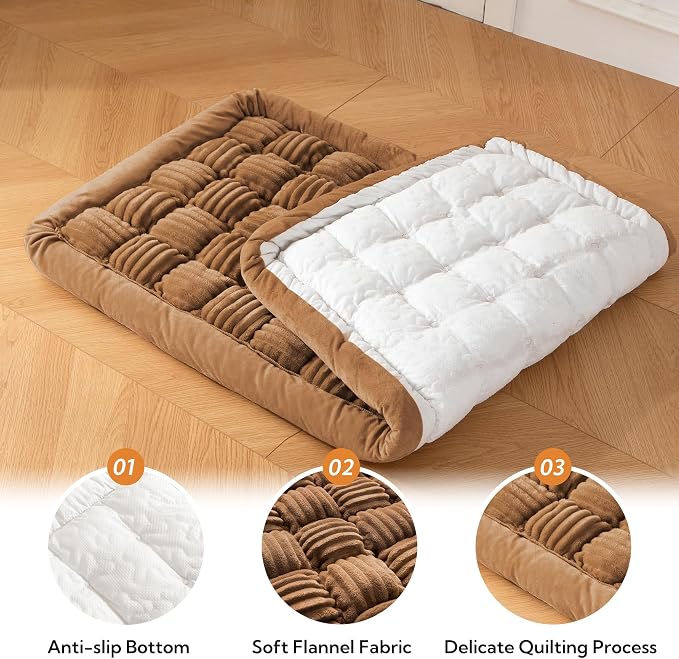 Dog Bed for Car Back Seat Soft Plush Backseat Pet Bed Mat Non-Slip Travel Pet Mat, Fuzzy Plaid Dog Seat Cover, Fit for Backseat Extenders and Trucks SUVs (Dark Brown, 54" x 24.8")