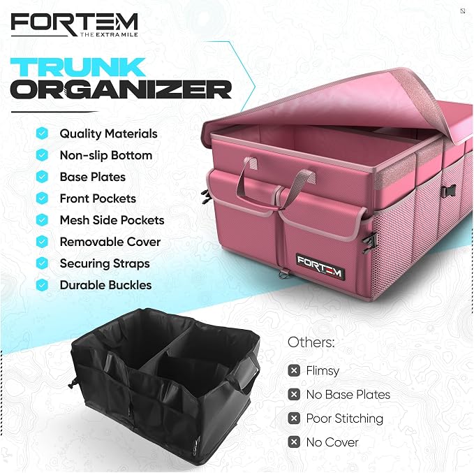 Trunk Organizer For SUV Car Trunk Organizer, Foldable Storage, Car Accessories for Women Men, Collapsible Bag, 600D Oxford, Non Slip Bottom, Straps, Soft Cover (65L)