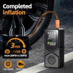 Portable Tire Inflator 150 PSI Cordless Air Compressor | 6000mAh Power Bank, 12V DC Dual Supply, Auto Shut-Off Digital Gauge, Adapters for Car, SUV, Motorcycle, Bike, Ball