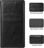 Premium Car Registration & Insurance Card Holder with Magnetic Shut, Vehicle Glove Box Car Organizer - For Documents, Cards, License (Cowhide Black)