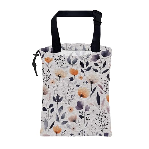 Car Garbage Bag Colorful Wildflowers and Leaves Hanging Canvas Car Trash Bag Drawstring Car Back Seat Organizer for Car Back Front Seat Console with Adjustable Buckle