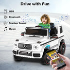 Licensed Mercedes-Benz G63 Car for Kids, 12V 7AH Ride on Car w/Parent Remote Control, LED Headlights, Music Player & Horn, Soft Start, Low Battery Prompt, Kids Electric Car, White
