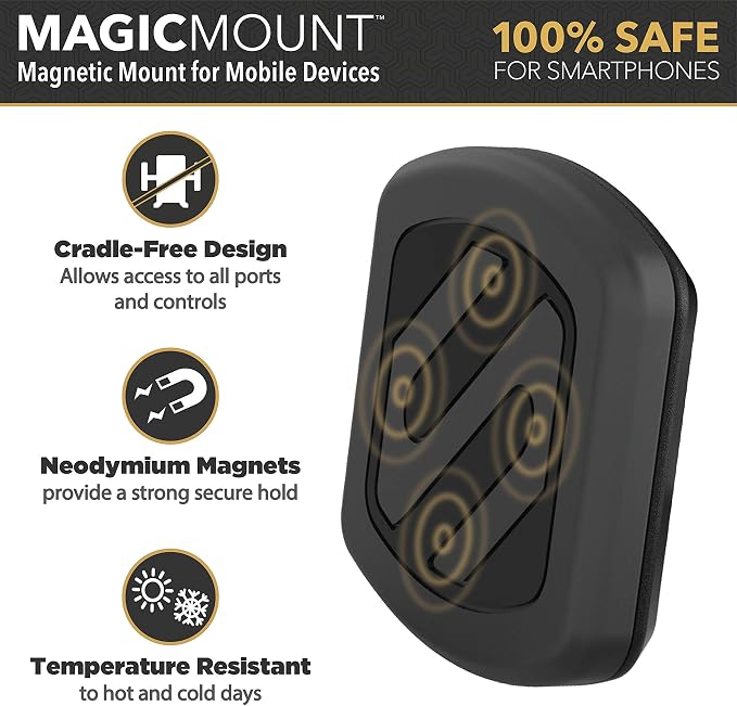MAGWSM-2PXCES0 MagicMount Magnetic Suction Cup Phone Mount for Car Windshield/Dashboard, 360° Adjustable Magnet Head, Universal Phone Holder Compatible With iPhone, Samsung & More (Pack of 2)