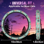 Cute Cat Face Steering Wheel Cover for Women Men Neoprene Breathable Wheel Cover Protector Anti-Slip Car Accessories Universal 15 Inch Fit for Cars Trucks Vehicles