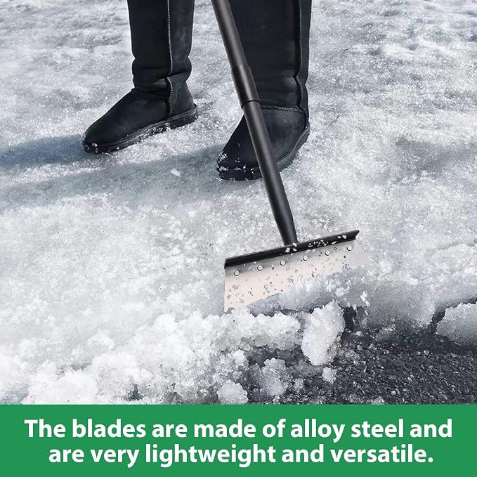 Garden Shovel, Ice Scraper, Multifunctional Cleaning Shovel with 59" Adjustable Handle Heavy Duty Garden Tool for Lawn Edging, Scraping, Weed and Ice Removal