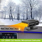 Car Heater, 12V 200W Portable Car Demister Windshield Defogger and Defroster Fast Heating&Cooling Fans with Cigarette Lighter Plug/Ergonomic Handheld/360° Rotary Base for Cars, SUV, Jeeps, Trucks, MPV