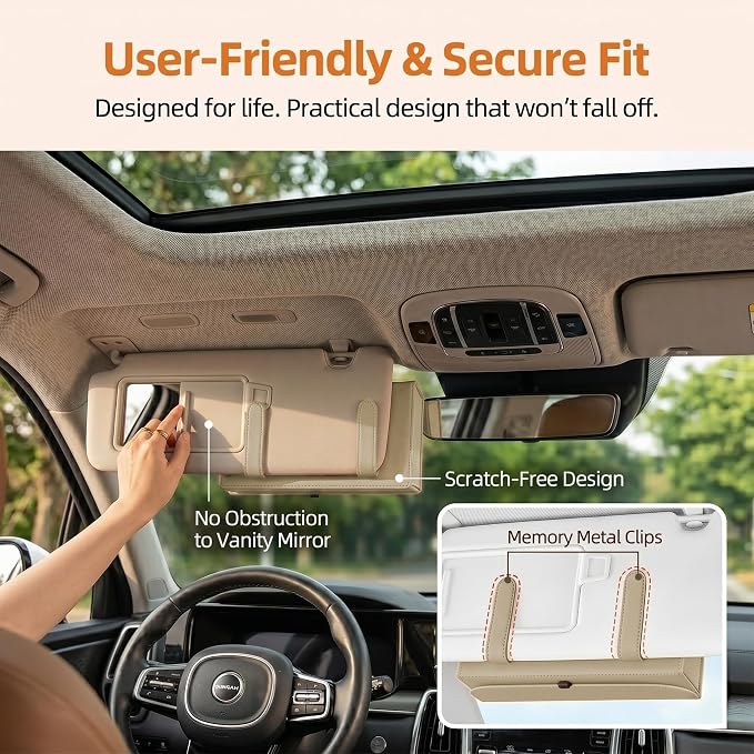 Magnetic Foldable Car Tissue Box - Easy-Install Tissue Holder for Sun Visors and Seat Backs,Premium Leather Car Napkin Organizer—Designed for Commuters,Rideshare Drivers and Families(Beige)